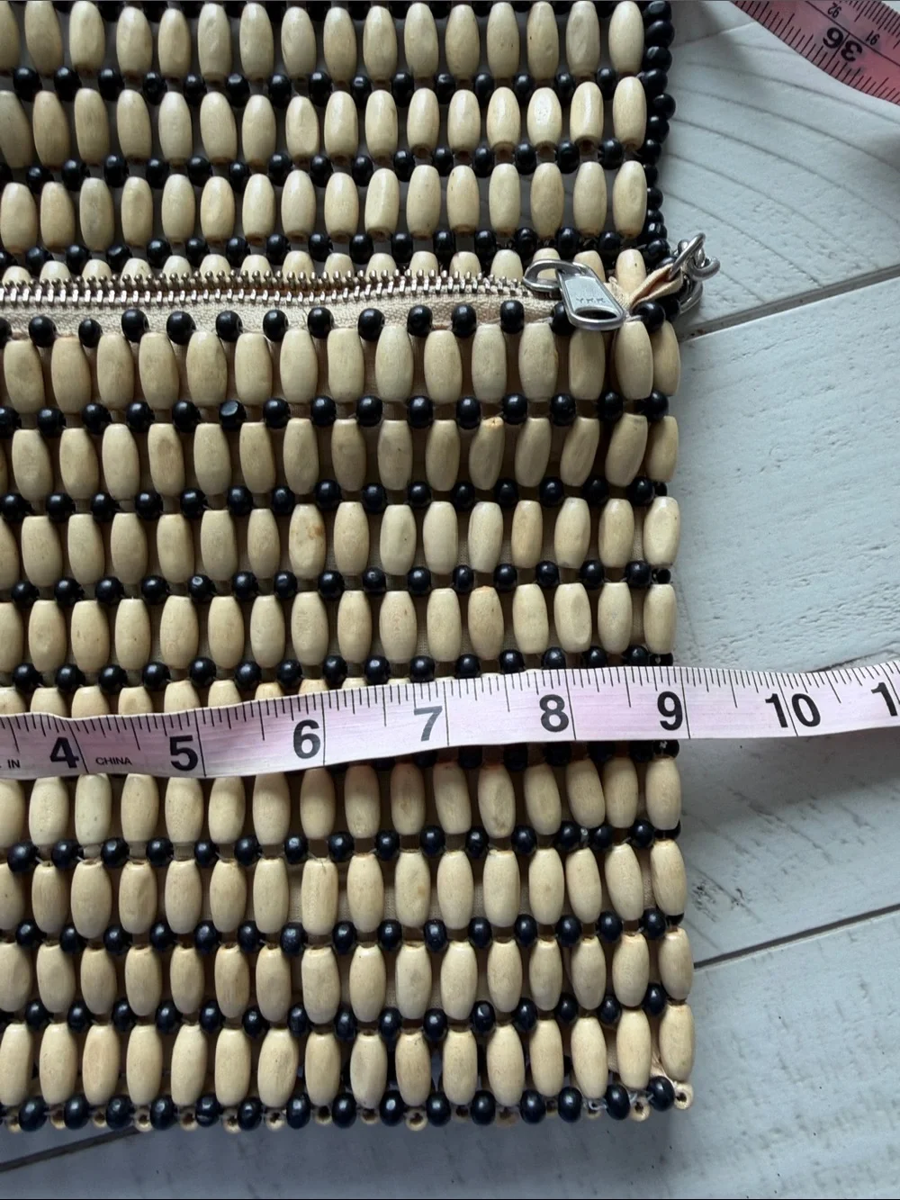 Topshop bag beaded Beaded Crossbody Bag in Cream and Black